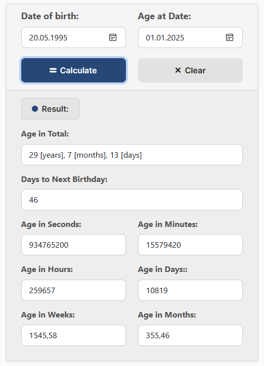 Age Calculator Example