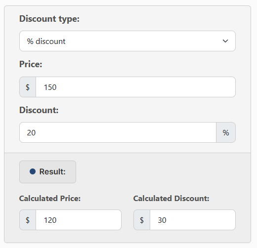 Discount Calculator Example