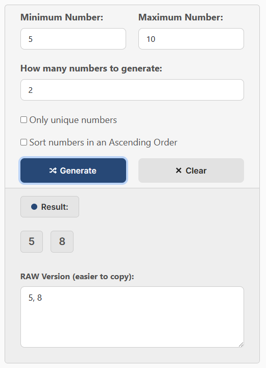 Random Number Generator Example