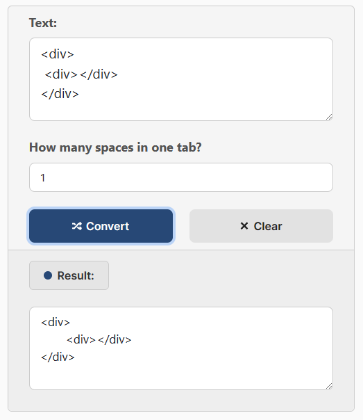 Spaces to Tabs converter Example